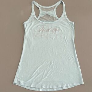 Victoria's Secret Pale Blue Bow-Back Rhinestone Tied The Knot Tank Bridal Bow